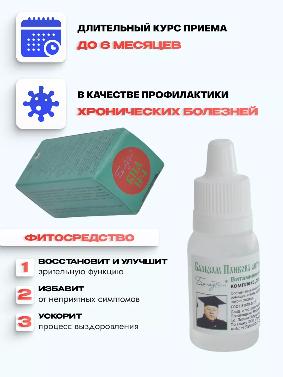 Бальзам Панкова (БПА №4) капли для глаз - 2 штуки