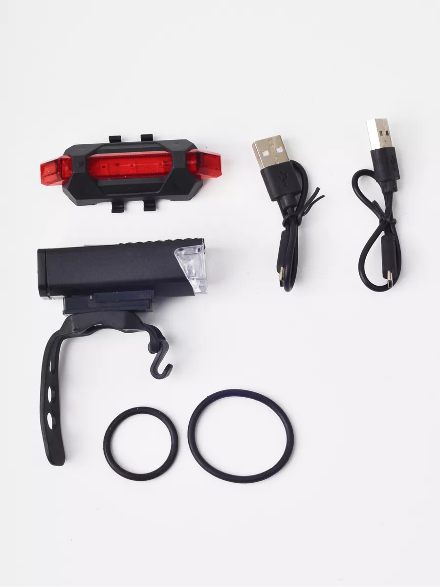 Велофара + Задний фонарь (с АКБ) / microUSB