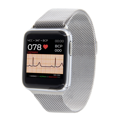 Умные часы здоровья с ЭКГ Health Watch Pro №5 Milan, серебристый