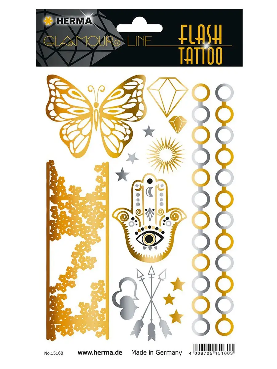 Временные татуировки наклейки,тату тело FLASH TATTOO  "РУКА ФАТИМЫ", размер упаковки 234х136мм