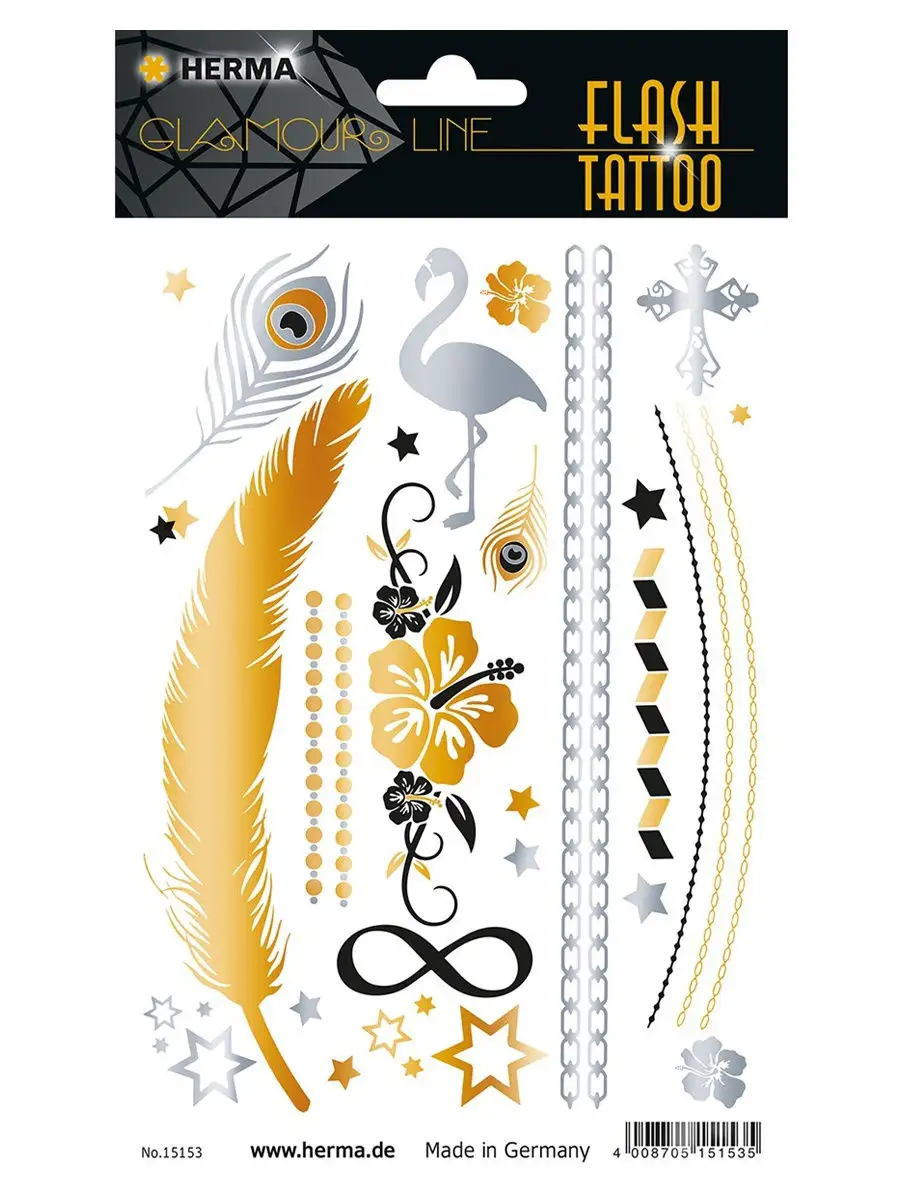 Временные татуировки наклейки,тату тело FLASH TATTOO  "ЗВЕЗДА", размер упаковки 234х136мм
