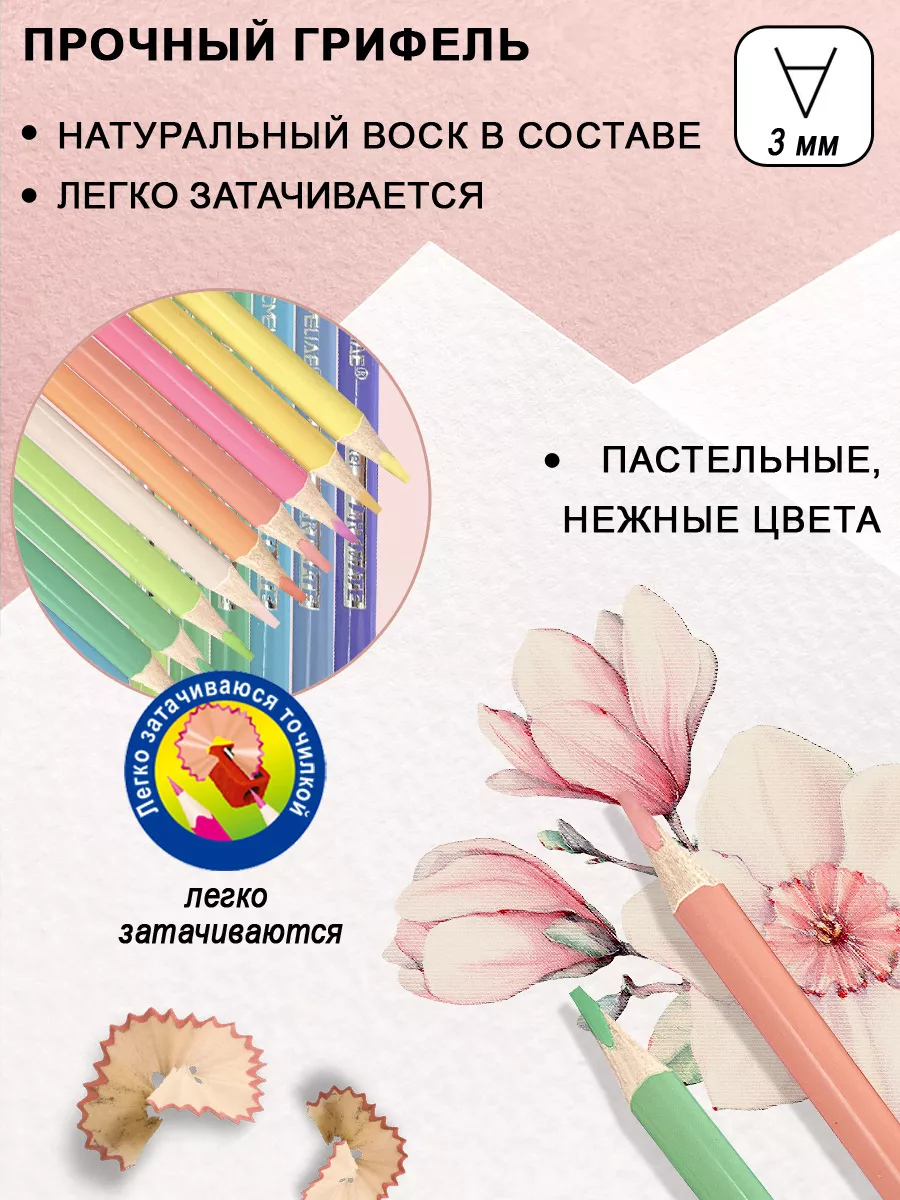 Цветные пастельные карандаши Artmate Pastel мягкие 24 цвета