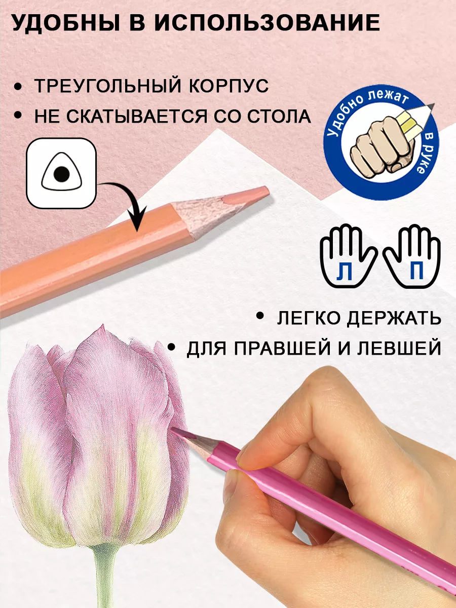Цветные пастельные карандаши Artmate Pastel мягкие 24 цвета