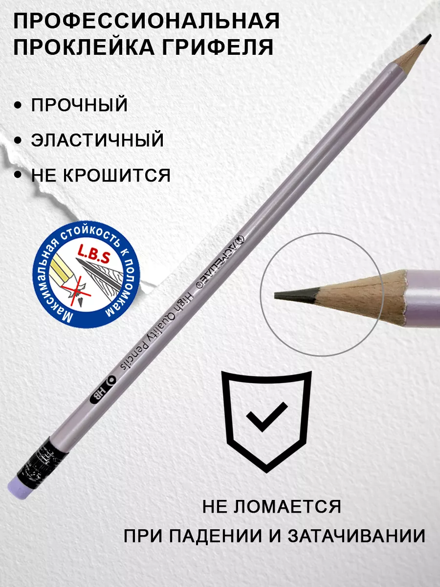 Простой карандаш чернографитный HB с ластиком 12шт