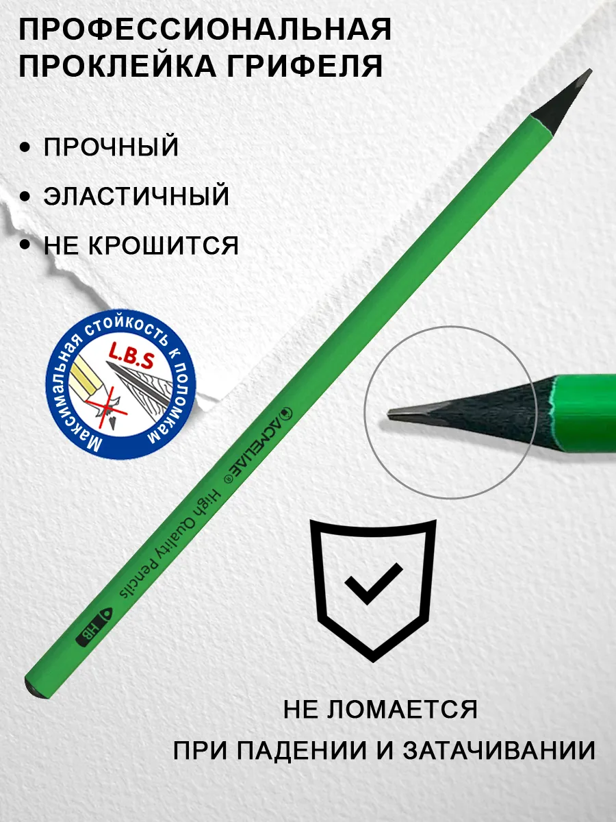 Простой карандаш чернографитный HB трехгранный набор 12 шт