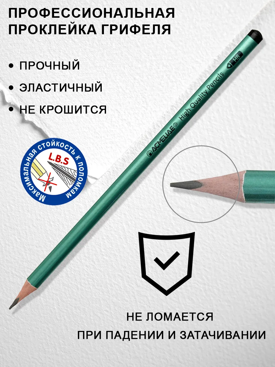 Простой карандаш чернографитный HB трехгранный металлик 12шт