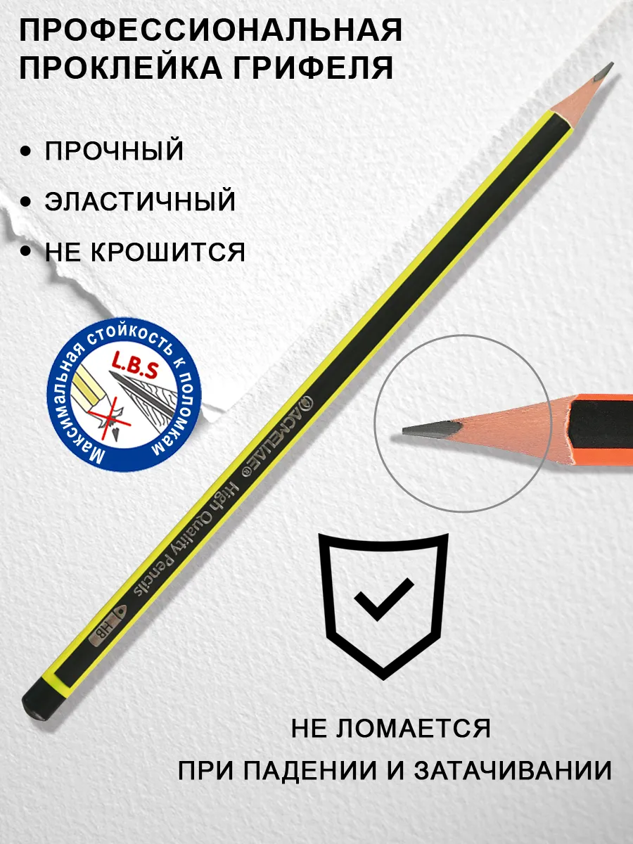Карандаш чернографитный HB трехгранный 4 цвета корпуса