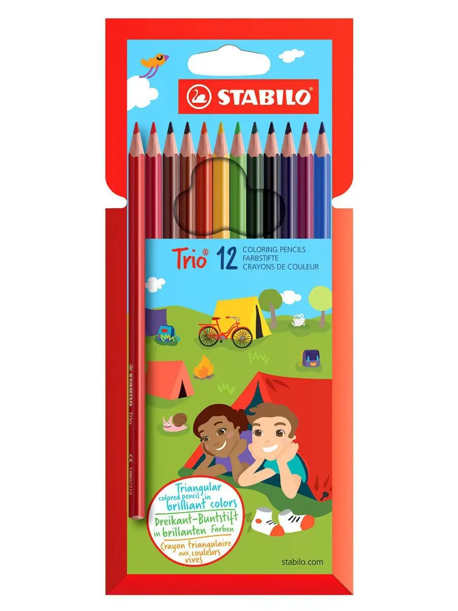 Карандаши цветные Trio трехгранные, 12 цветов