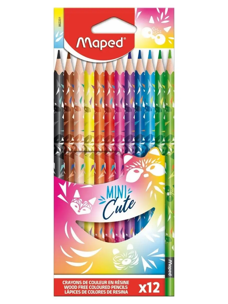 Карандаши цветные 12 цв, серия MINI CUTE