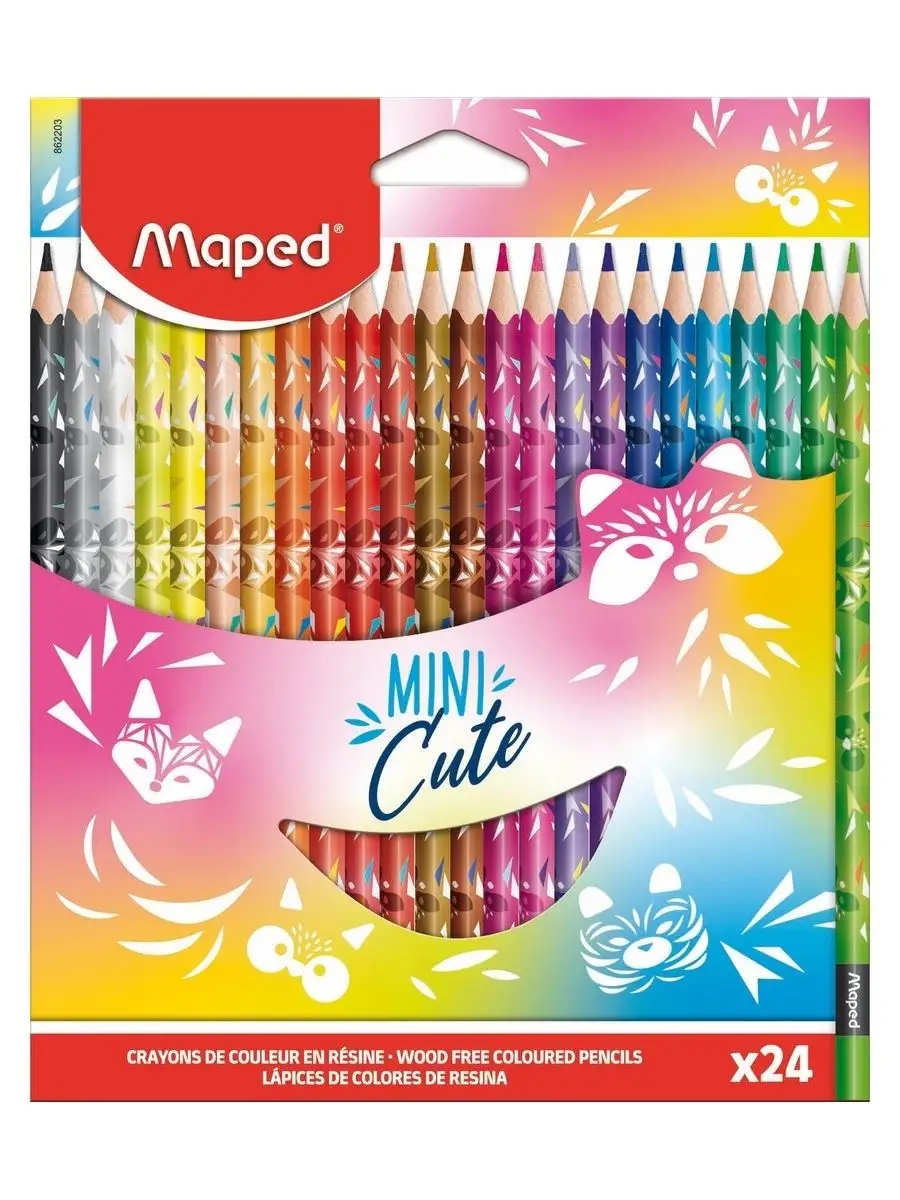 Карандаши цветные 24 цв, серия MINI CUTE