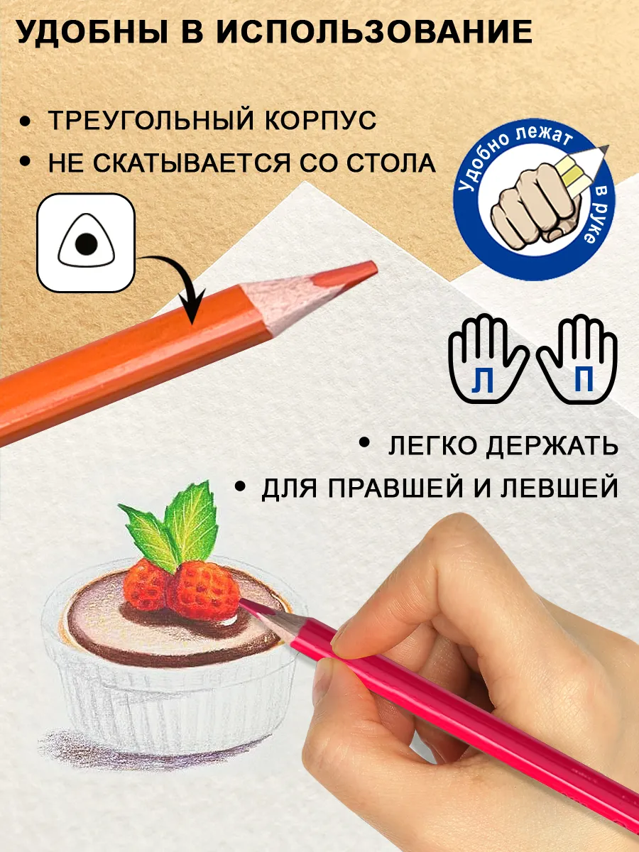 Карандаши цветные мягкие 12 цветов
