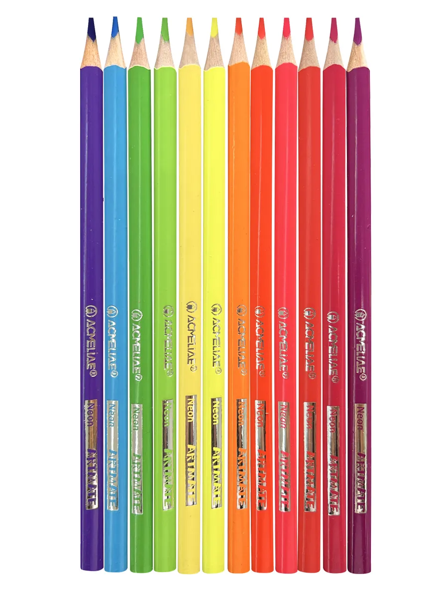 Цветные неоновые карандаши Artmate Neon мягкие 12 цветов