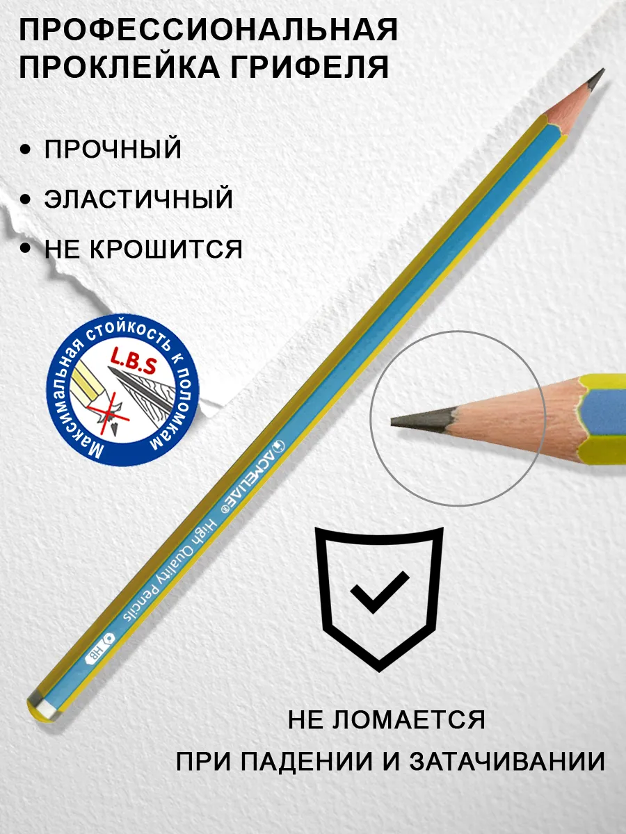 Простой карандаш чернографитный HB шестигранный 12шт