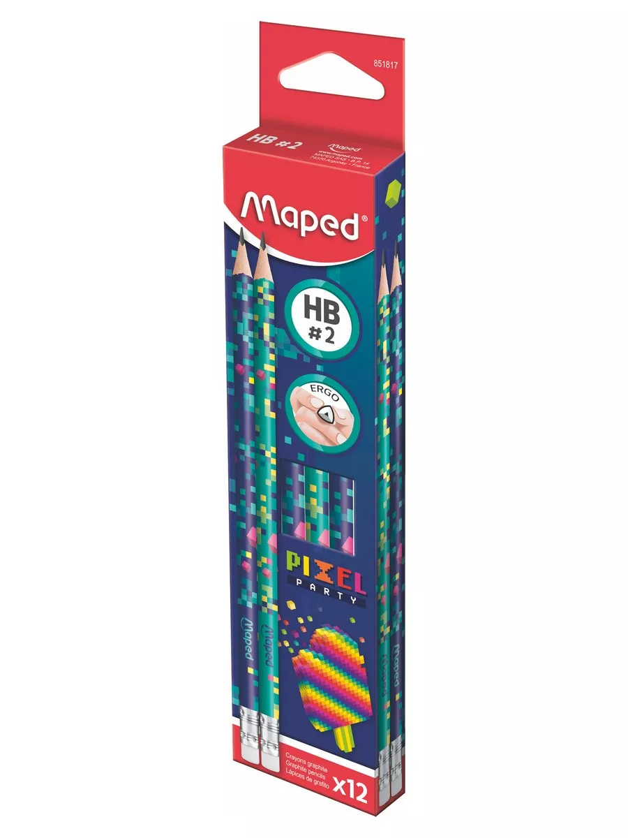Карандаш чернографитный с ластиком HB 12 шт