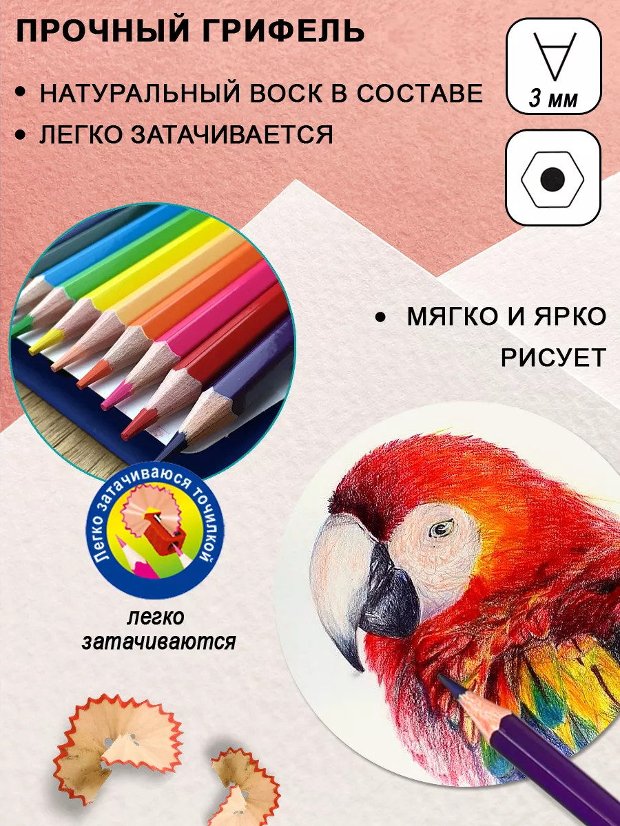 Набор цветных карандашей 12 шт мягкие