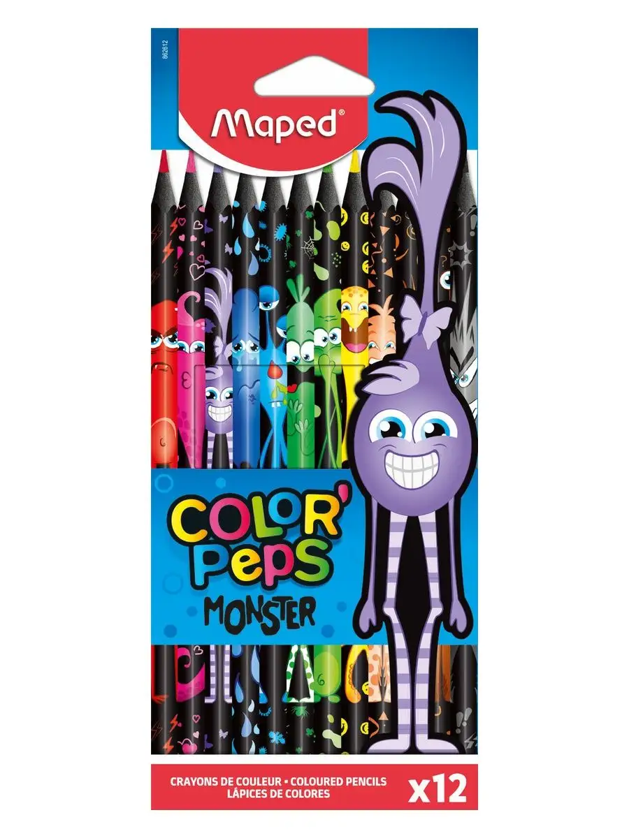 Карандаши цветные 12 цв  серия MONSTERS