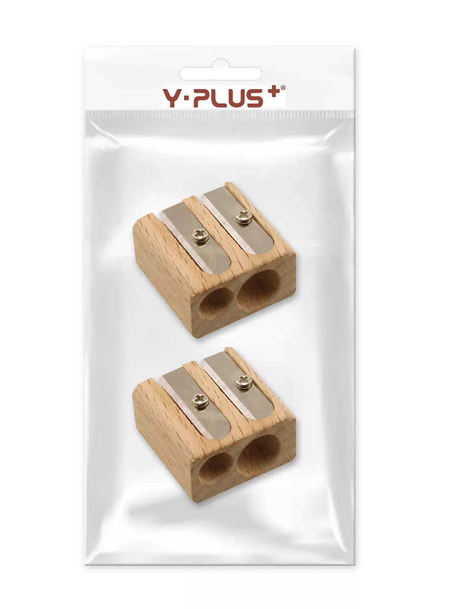 Точилка для карандашей деревянная WOOD II, 2 отверстия 2 шт