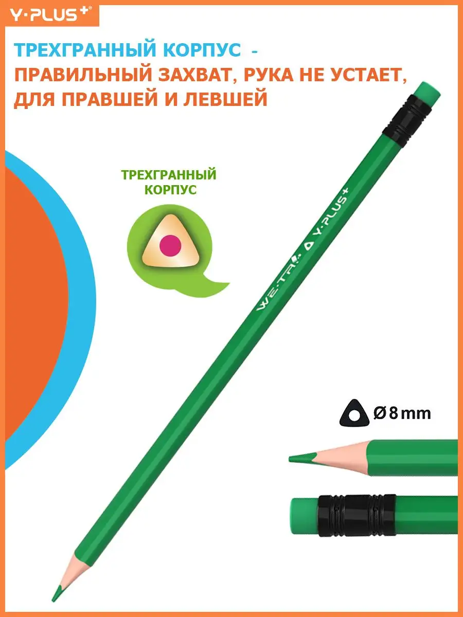Стираемые карандаши цветные с ластиком 24 цвета пластиковые
