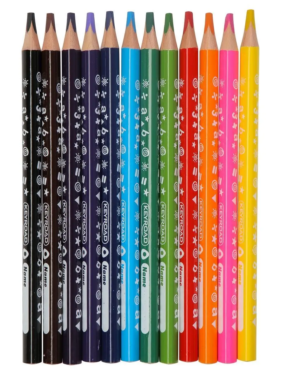 Цветные карандаши Rocket Jumbo 12 цв трехгранные, металл