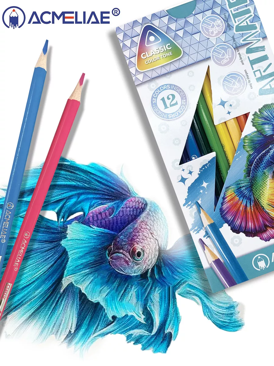 Цветные карандаши мягкие 12 цветов Artmate