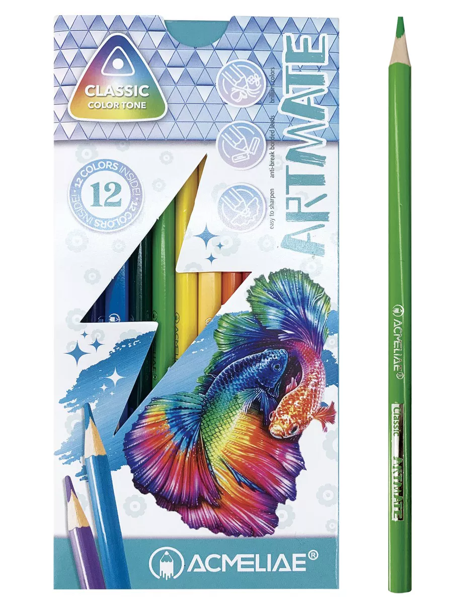 Цветные карандаши мягкие 12 цветов Artmate