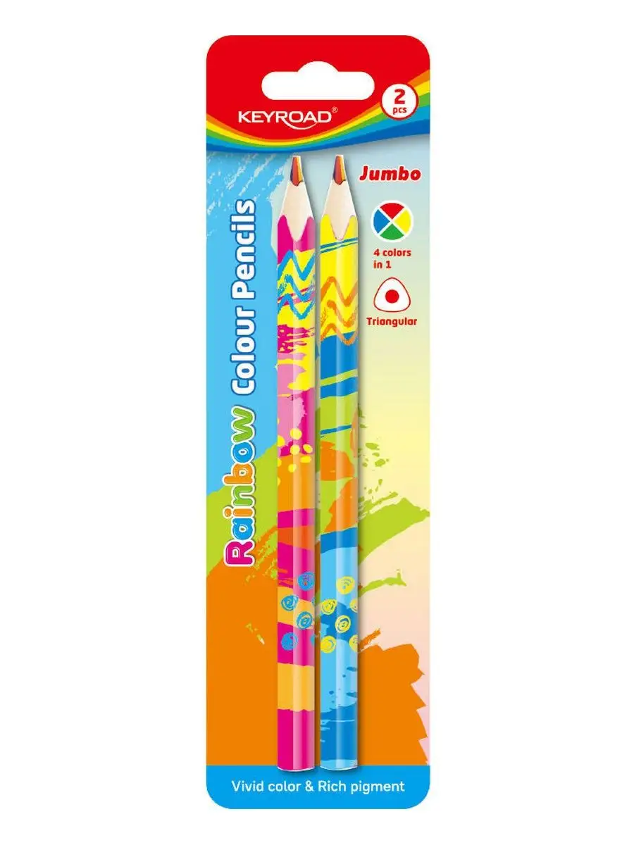 Цветные карандаши Jumbo, трехгранные, многоцветные, 2 шт.