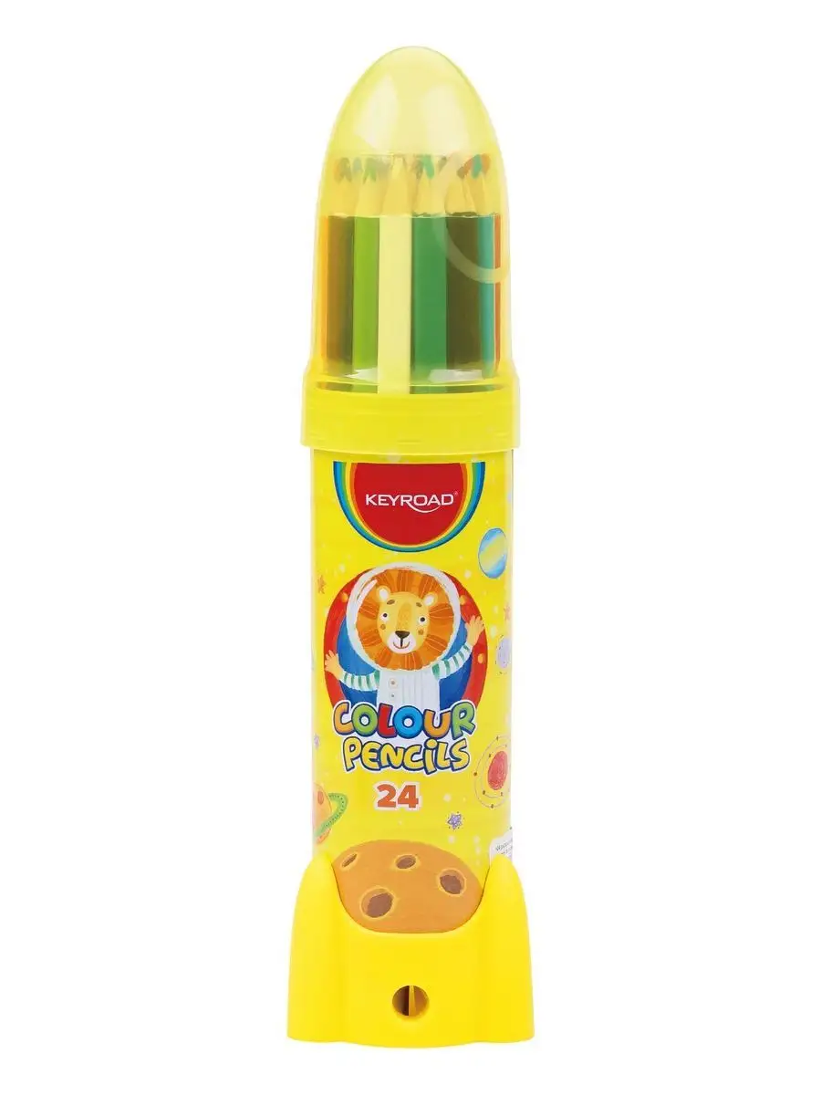 Цветные карандаши Rocket 24 цв трехгранные, металл.тубус