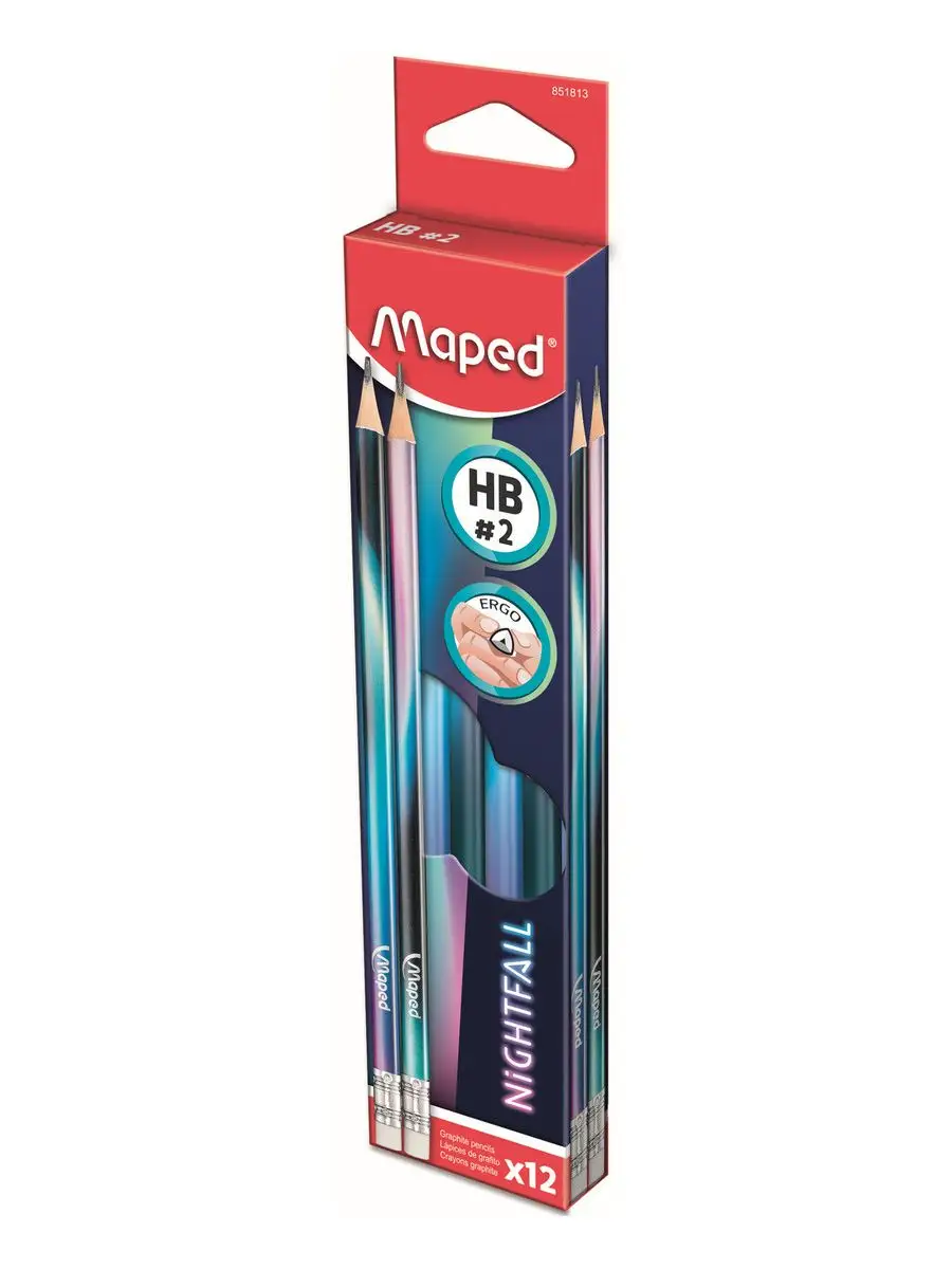 Карандаш ч/гр с ластиком HB  Maped NIGHTFALL 12 шт/уп
