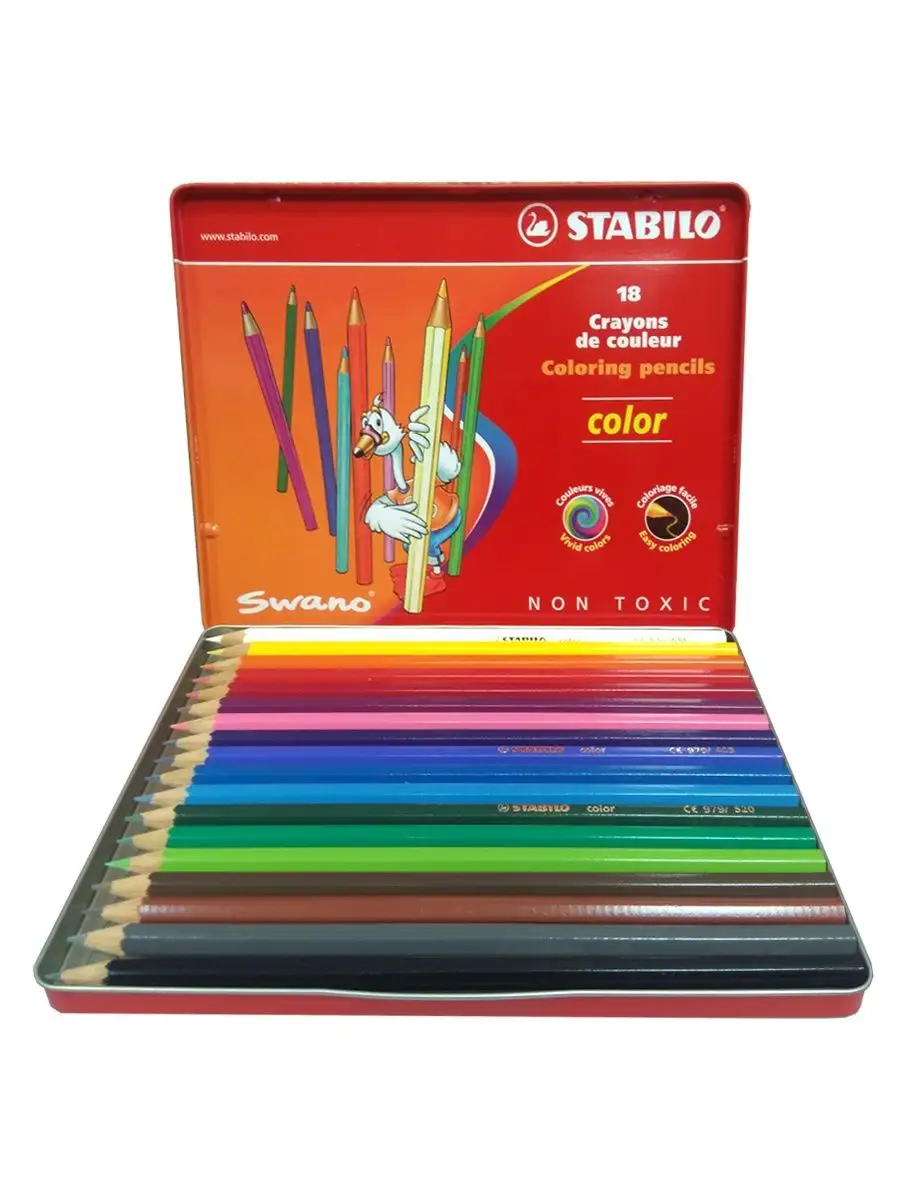 Карандаши цветные 18 цветов мягкие набор в металле Color