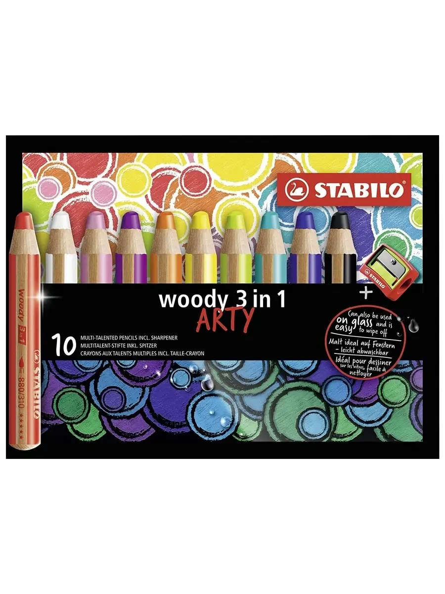 STABILO woody 3 in 1 набор цветных карандашей 10цв + точилка