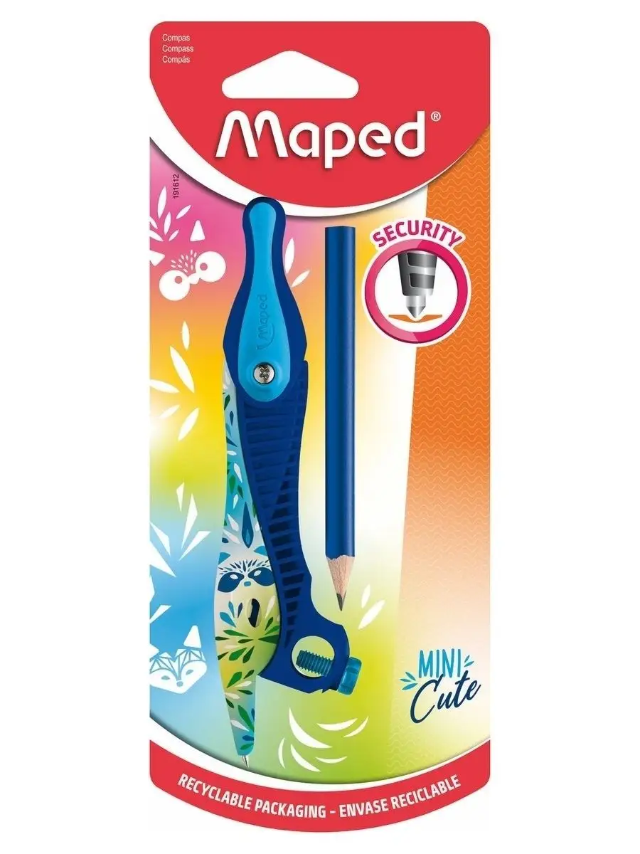 Циркуль пластиковый + карандаш в комплекте MAPED KIDZ MINI CUTE, индивидуальная упаковка