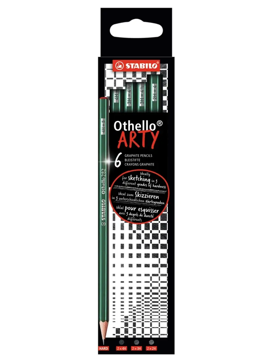 Карандаш чернографитовый Othello ARTY набор 6 шт, 2x2H, 2x3H, 2x4H