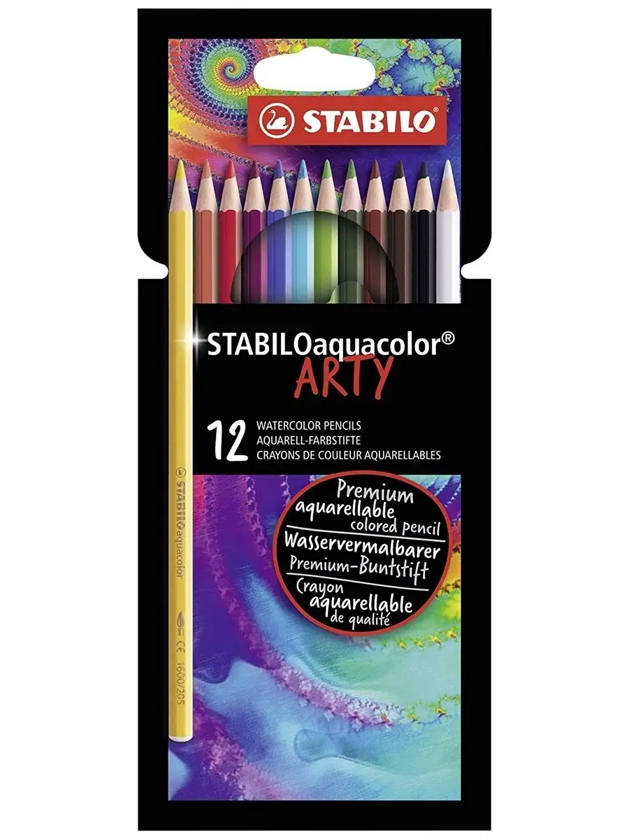STABILO aquacolor ARTY набор акварельных карандашей 12цв, в картонном футляре