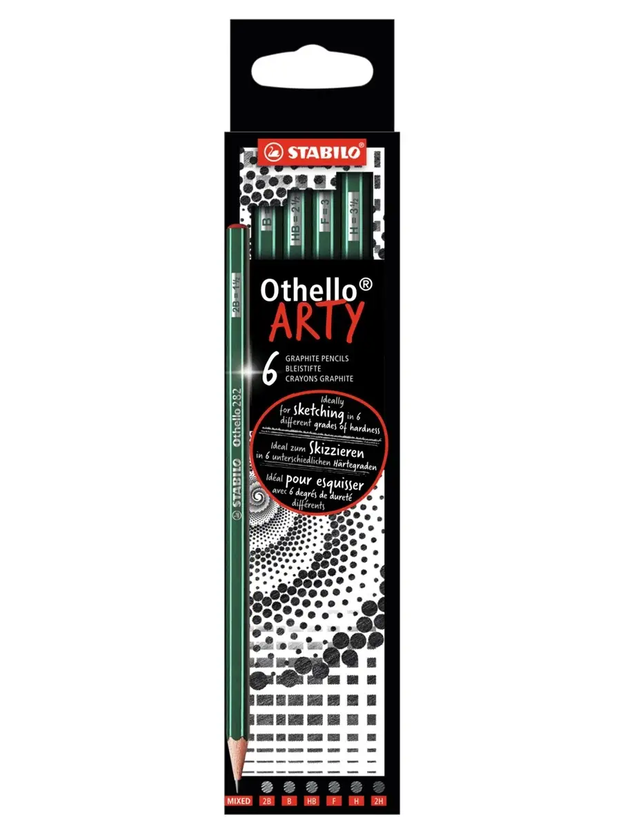 Карандаш чернографитовый Othello ARTY набор 6 шт, 2B, B, HB, F, H, 2H