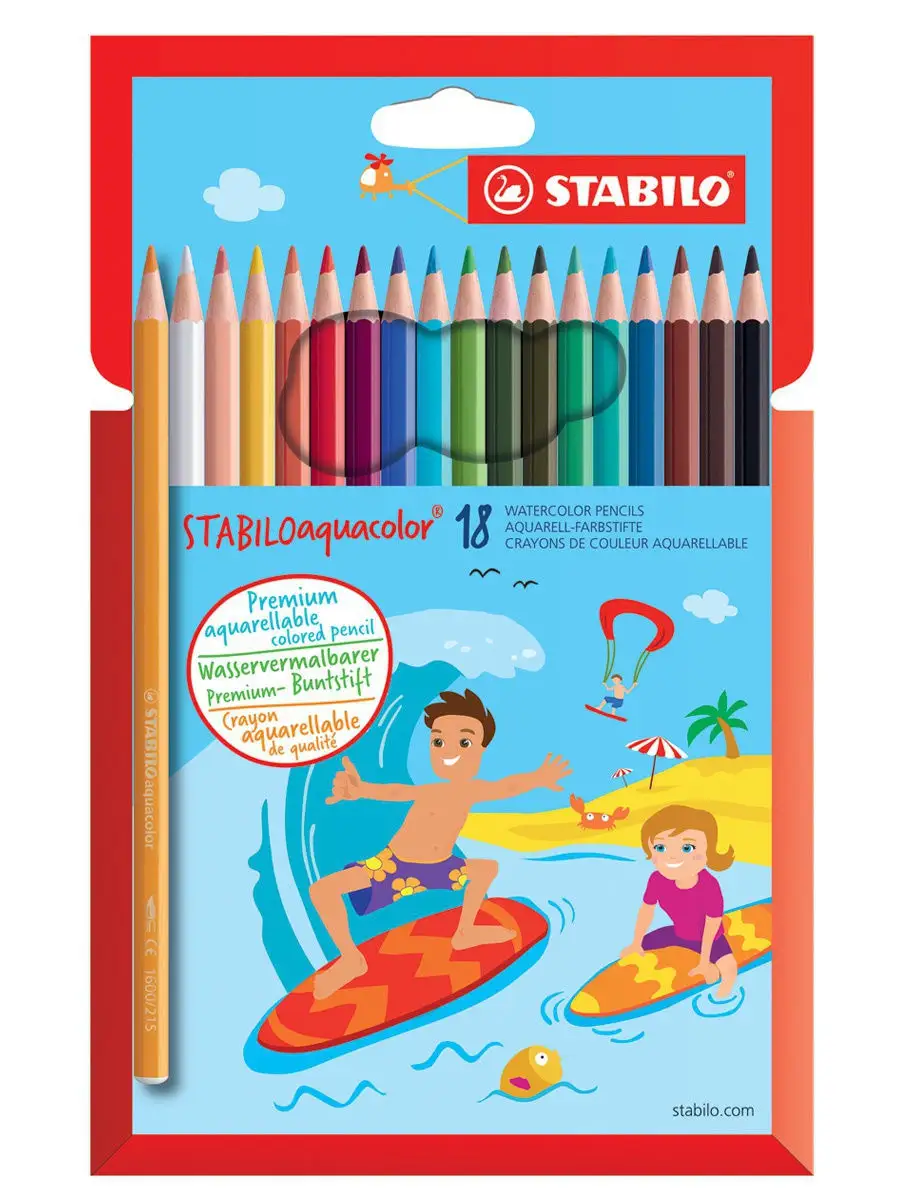 Карандаши цветные акварельные aquacolor, 18 цветов