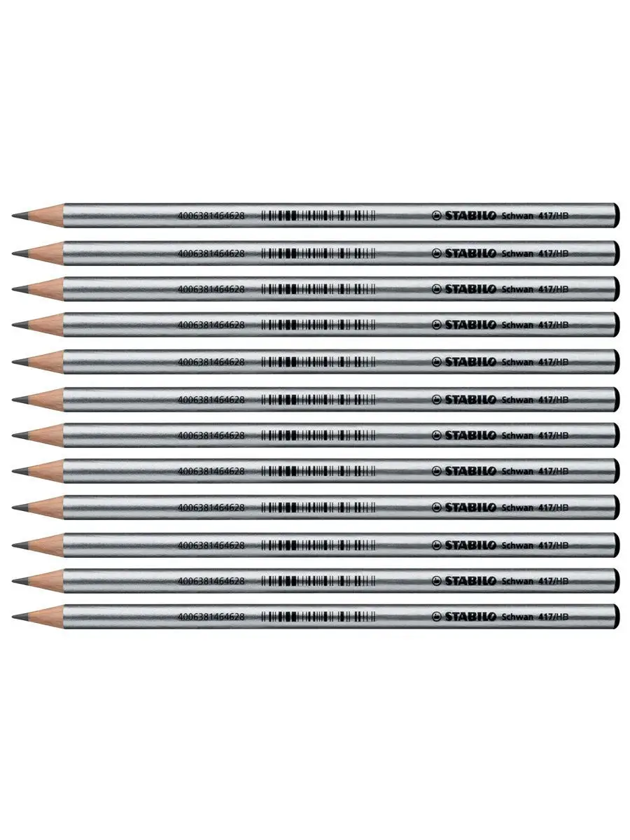 Карандаш чернографитный простой Schwan Silver 417, 12шт/уп твердость НВ