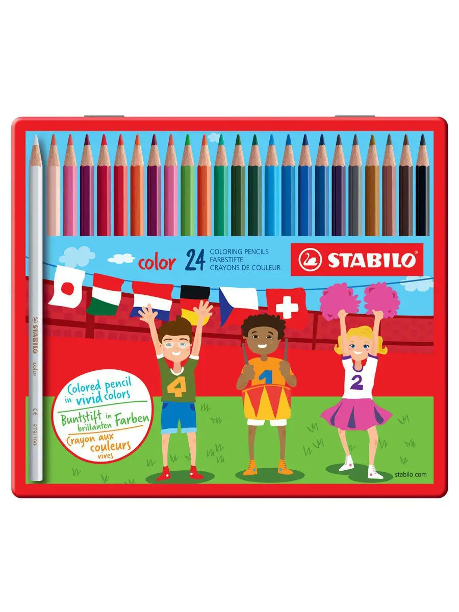 Карандаши цветные color, 24 цвета в металлическом футляре