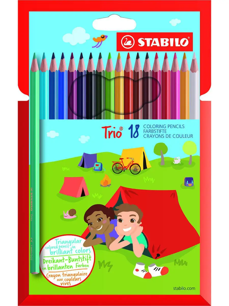 Карандаши цветные Trio трехгранные, 18 цветов