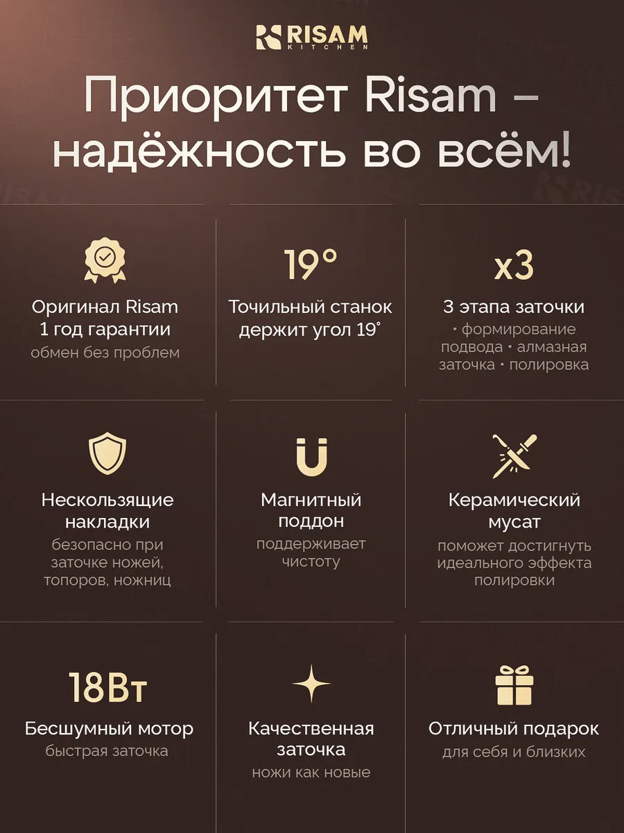Точилка для ножей кухонных электрическая профессиональная