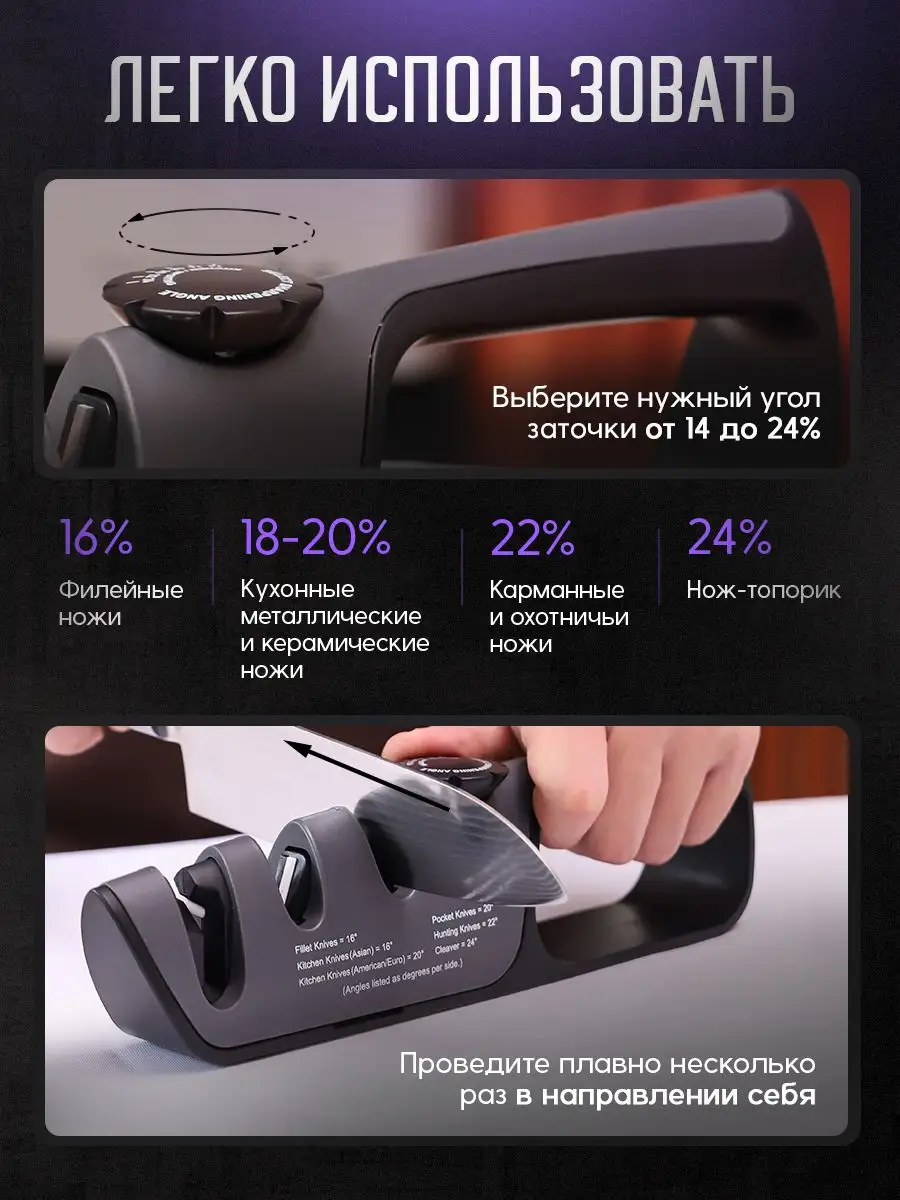 Точилка для ножей кухонных профессиональная ручная