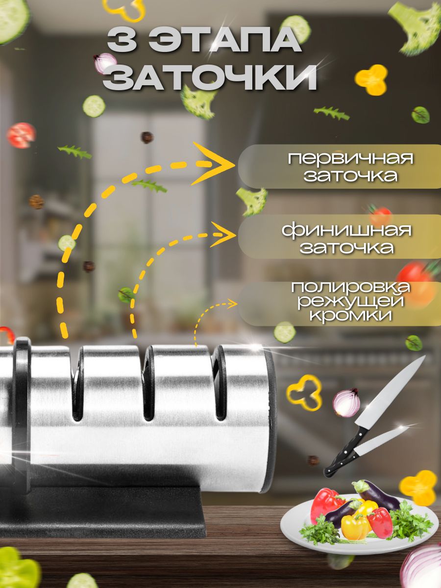 Точилка для ножей ручная кухонная ножеточка механическая