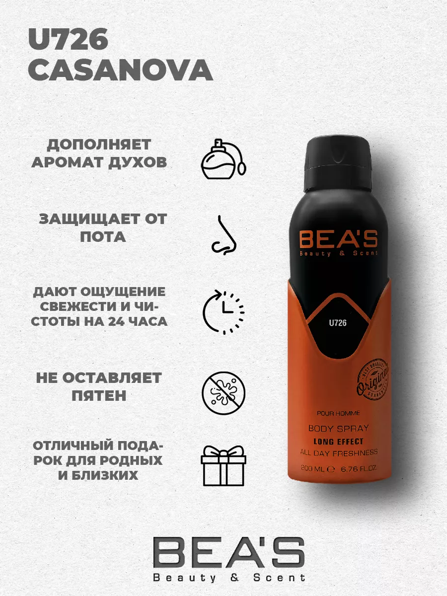 Парфюмерный дезодорант спрей Casanova U726 200 мл