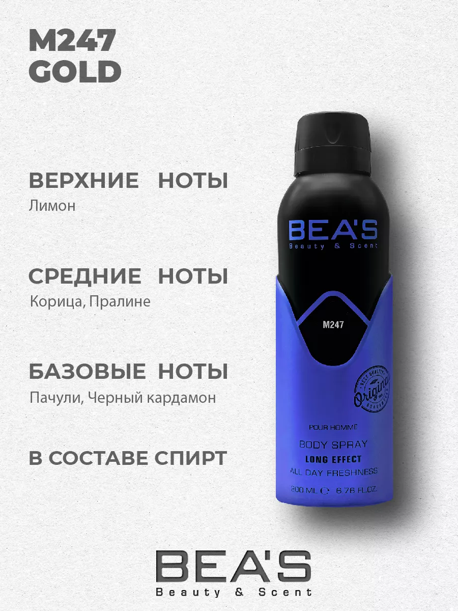 Парфюмированный спрей дезодорант GoldMen M247 200 мл