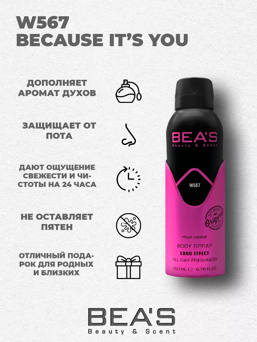 Парфюмированный спрей дезодорант Beacause Its You W567