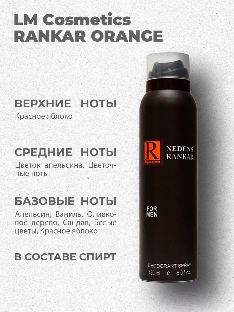 Дезодорант мужской парфюмированный Rankar Orange 150 мл