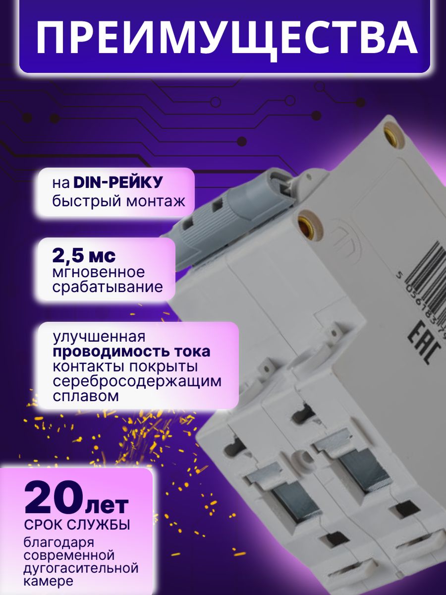 Автоматический выключатель 2P (2П) 32А (C) 4,5кА ВА 47-29 SIMPLE-mod-15 Б0039232 ЭРА 2шт