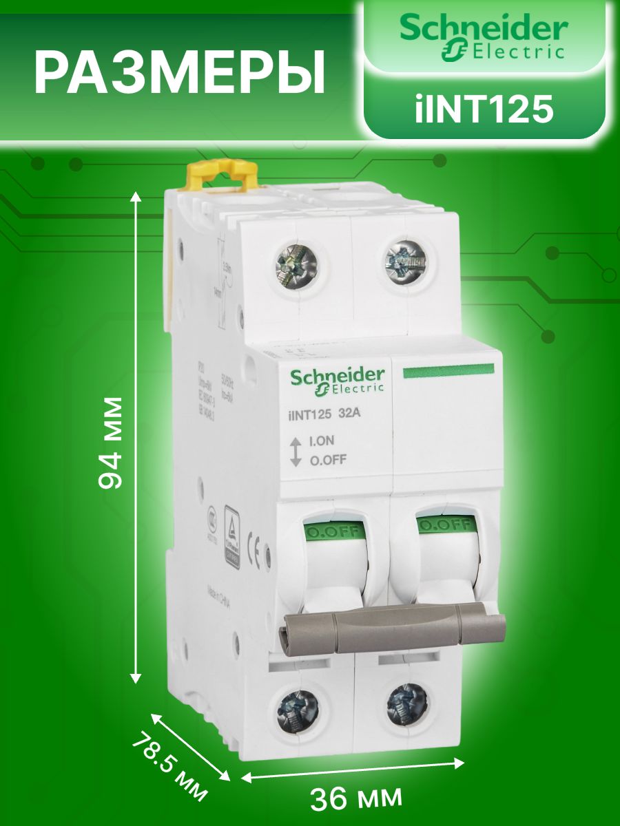 Выключатель нагрузки рубильник 2P (2п) 32А IINT125 iSW Schneider Electric A9S68232 2шт