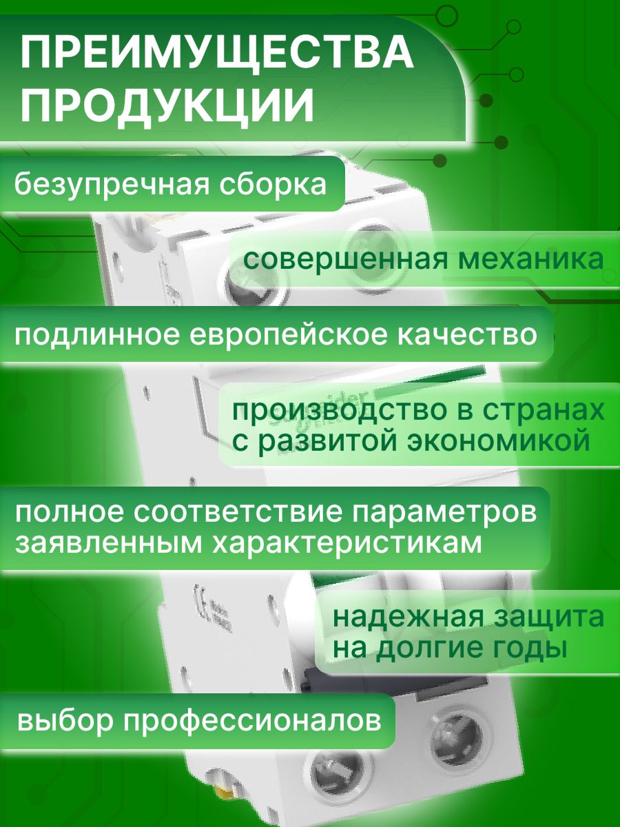 Автоматический выключатель 2P (2П) 4А тип C 6кА Acti9 iC60N Schneider Electric A9F74204 2шт