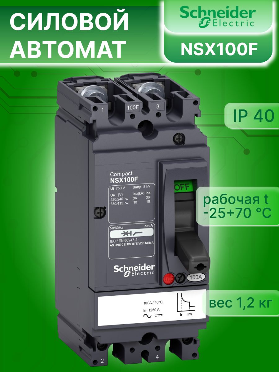 Силовой автомат 2P (2П) 16 А 18кА ComPact NSX 100F Schneider Electric LV438592 1шт