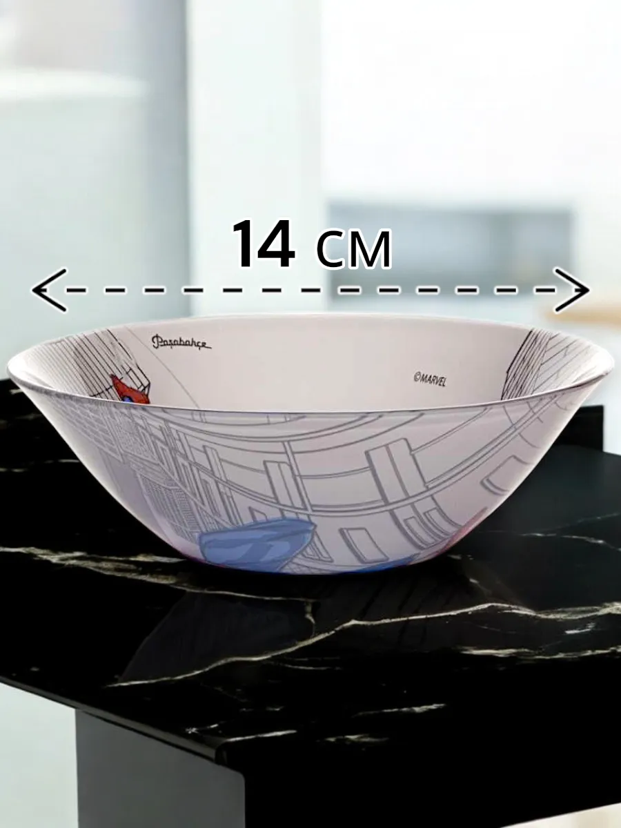 Салатник стеклянный Spiderman 140 мм 24 шт